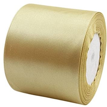 Satinband Tyrann Gold 75mm, 22 Meters Dekoration Präsent Geschenkband breit Schleifenband, Stoffband für kleid Hochzeit, Taufe und Geburtstag Geschenke,Satin Dekoband, Deko Band Geschenkverpackung