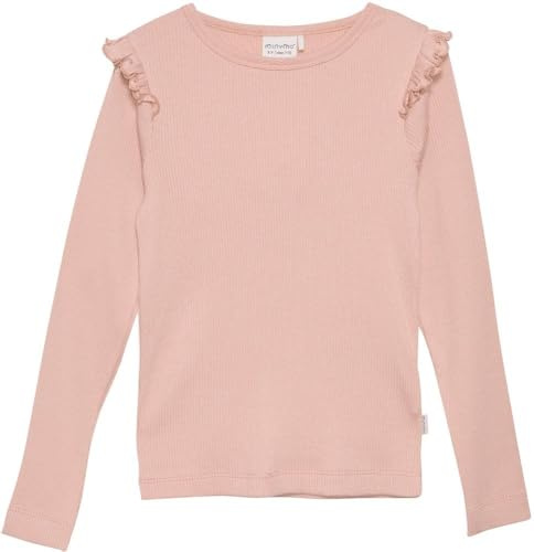 MINYMO Mädchen Kinder Langarm Rip T-Shirts mit Schulterrüschen