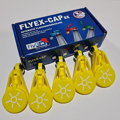 5X im Sparset Vollautomatischer Flaschenverschluss Grömitz Sonne für Bierflasche Cola Wasser Kronkorken Schraubverschluss Glasflaschen PET Billy The Clip (5X Gelb)