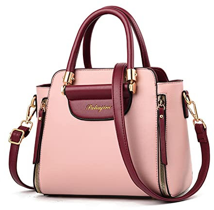 NICOLE & DORIS Sac à Main Femme Élégant - Petit Sac à Bandoulière et D'épaule en PU Cuir - Multicolore Crossbody Classique à Poignée Supérieure Rose