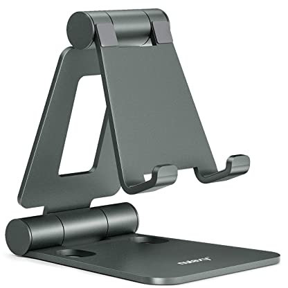 Nulaxy Soporte de teléfono de Aluminio para Escritorio, Soporte Ajustable para teléfono, Soporte de Metal Plegable Compatible con iPhone 15/14/13/12/11 Pro Mini Pro MAX, XS XR X 8 7, teléfonos, Gris