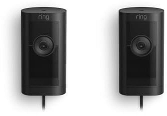 Ring Außenkamera Pro Netzstecker (Stick Up Cam Pro) | Überwachungskamera aussen mit 1080p-HDR-Video, WLAN, 3D-Bewegungserfassung, Alexa-kompatible | 2 Sicherheitskameras