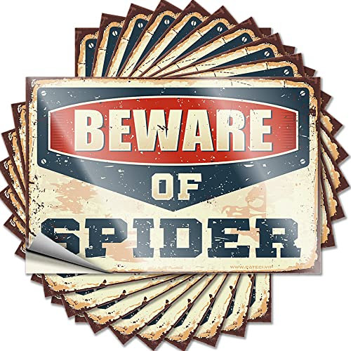 Lustiger Werkzeug-Aufkleber Beware of Spider, 10 Stück, lustige Heimdekoration, Auto-Aufkleber (Größe: 6 x 9 cm)