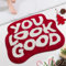 Waslary You Look Good Tapis de Bain Antidérapant 64x54cm, Tapis de Toilette Absorbant Tapis de Porte Décor (Rouge)