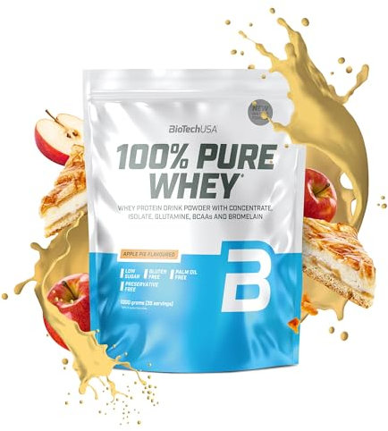 BioTechUSA 100% Pure Whey | Proteína en Polvo con BCAA y Glutamina | Sin Gluten, Sin Aceite de Palma, 1 kg, Tarta De Manzana