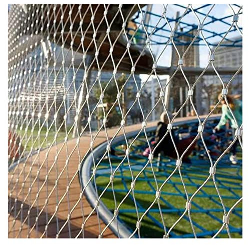 Galvanised Mesh Fence Wire Flexible Stainless Steel Rope Netting, 3mm Wire Diameter, Mesh Hole 10cm, Impact Resistance Protection Boundary Fence, Animal Barrier Fence Poultry Net ( Color : Silver-3mm