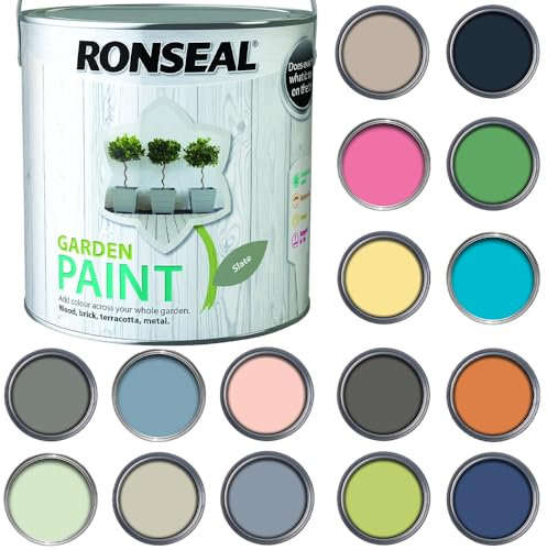 Q&H 2.5L Garden Paint - Super Coverage Long Lasting Matt Finish - Waterproof & Weatherproof Paint Tin - Quick Dry Water Based Paints for Sheds, Benches, Metal, Brickwork, Terracotta Pots (Slate)
