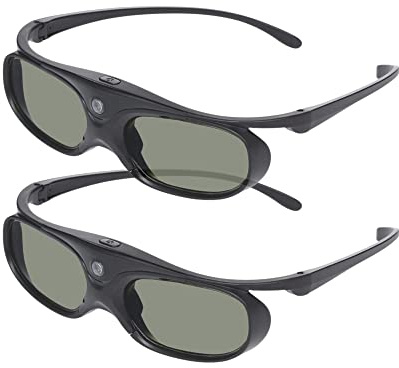 Sintron 2X ST08-DLP 3D Active DLP-Link Glasses Eyewear Rechargeable - 144Hz for 3D-Ready DLP Projectors Including Optoma, BenQ, Acer, Dell, Viewsonic, Vivitek, Sharp, LG, NEC, Mitsubishi (Black)