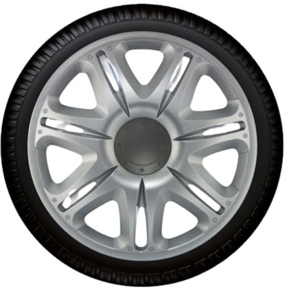 Luckyberg Radkappen 14 Zoll | Felgenabdeckung für Autofelgen und Radzierblenden 4er-Set für die meisten Automarken Radkappen aus hochwertigem Kunststoff. (Silber I)