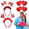 Rotes Herz Haarreif Amor Kostüm Damen Love spalmen-Stirnband Amor Kostüm Herz Pailletten Amor Haarreif Mit roten Herz Brille für Valentinstag Cupid Dekoration Hochzeit Karneval Geburtstag Party