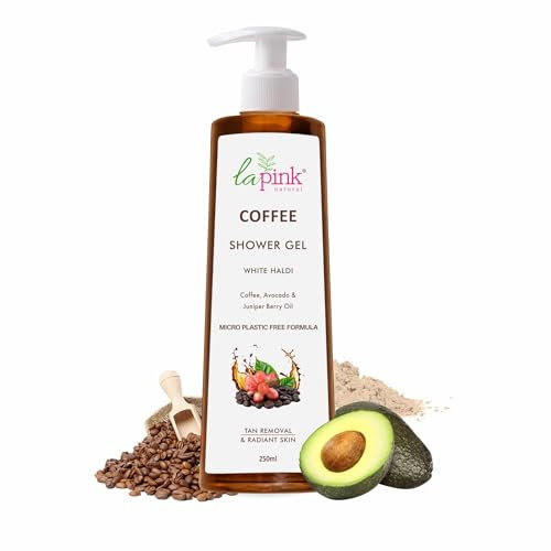 La Pink Coffee Shower Gel with White Haldi & Avocado | For Tan Removal and Radiant Skin | 100% Microplastic Free Formulation, 250 ML