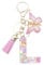 Xsclpomddy Mädchen Alphabet Buchstaben Schlüsselanhänger Niedlich Schlüsselanhänger Glitzer mit Schmetterling Quasten Harz Rosa.Keychain für Tasche Charme,L