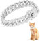 Amabro Diamant Katzenkettenhalsband, kubanische Glieder Hundehalsband aus Metall mit sicherer Schnalle Katzen Haustier Halskette Kette Schmuckzubehör für kleine mittelgroße Hunde Katzen 20 cm(Silber)