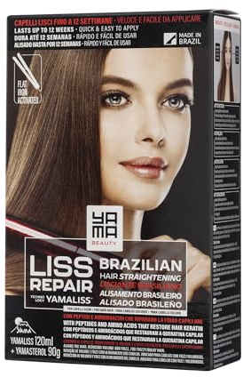 Yama Yamaliss LISS REPAIR KIT Alisado Brasileño Keratina 120ml + 90g | para cabello oscuro | Hasta 12 semanas | con péptidos y aminoácidos que restauran la queratina del cabello