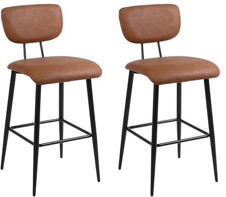Nusetx Tabouret de Bar Lot de 2 Chaise de Bar avec Dossier et Repose-Pieds, Tabourets Haute pour Cuisine Salle à Manger Bistro, Chaise 65 cm de Haut, Brun