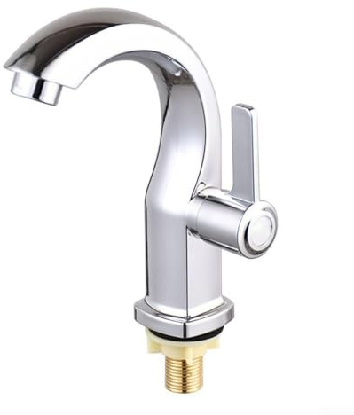 Küchenarmatur Kaltwasser ABS, Einhebel-Lochhahn, Silber, für Küche Bar | Waschbecken Wasserhahn, energiesparend, passend Badezimmer Toilette