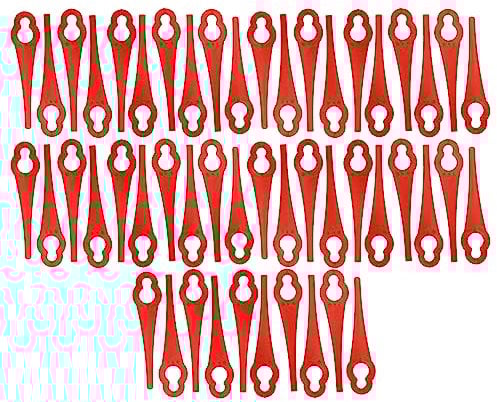 vhbw 50x Ersatz-Messer kompatibel mit Florabest FRT 18 A, FAT 18 B3, FAT 18 B2, FRT 18 A1 Rasentrimmer - Ersatzklinge Rot, Nylon/Kunststoff