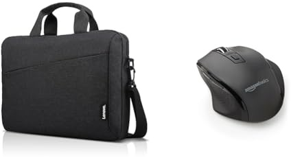Lenovo [Tasche 15,6 Zoll Casual Topload Laptop Tasche T210 (wasserabweisend) & Amazon Basics Ergonomische kabellose USB Maus - DPI einstellbar - Schwarz