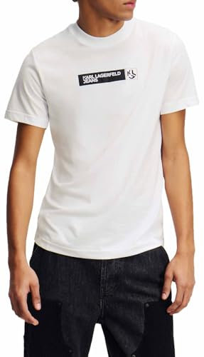 KARL LAGERFELD JEANS Slim Short Sleeve Logo Tee T-Shirt, Blanc, S Hommes
