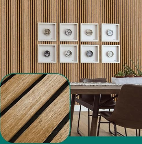 Aged Oak Slat Wall Panelling - Wood Panels for Walls - Contemporary 3D Wall Panels/Cladding - Decorative & Sound Absorbing Acoustic Panels Slatted Wooden Slats Wall Panel