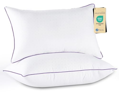 JOLLYVOGUE Pillows Queen Size Set of 2, Soft Supportive Bed Pillows with Super Soft Down Alternative Fill, Luxury Fluffy Hotel Quality for Side, Back, and Stomach Sleepers