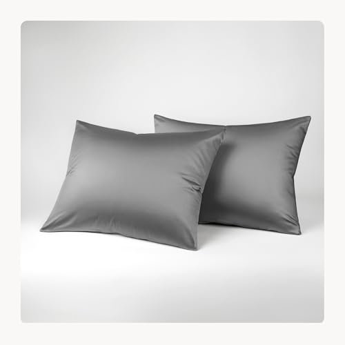 Seralino Lyocell Kissenbezug 40x80 Grau Dunkelgrau (2er Set) | 100% Tencel Kopfkissenbezug 40x80 | hochwertige Kissenhülle| Reißverschluss | Oeko-Tex | Atmungsaktiv | Allergiker Kissenbezüge