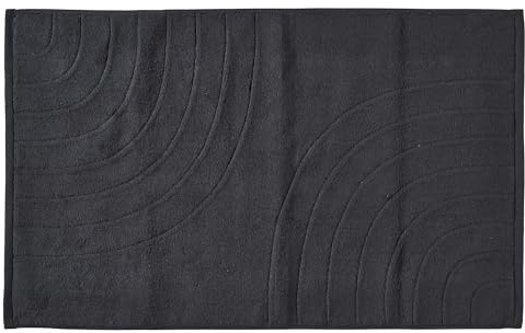 Zone Denmark Tiles Badematte, Badteppich rutschfest, Duschvorleger fürs Badezimmer aus 100% Baumwolle, Waschbar, 80 x 50 cm, Schwarz