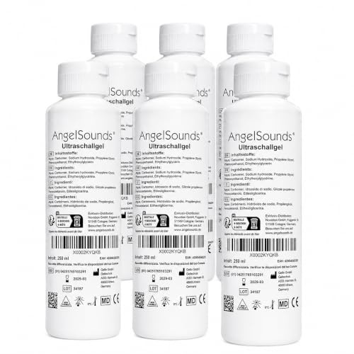 AngelSounds ultraljudsgel 1.500ml (6 x 250 ml) - Fetal Doppler transmission gel - Sonografigel för ultraljudsapparater - Kontaktgel