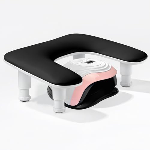 Diesisa Nail Arm Rest, Hand Rest for Nails with Height Adjustment, Soft PU Leather U-Shaped Manicure Armrest, Nail Cushion with Detachable Legs, Non-Slip Hand Rest Pillow for Nail Tech (Black)