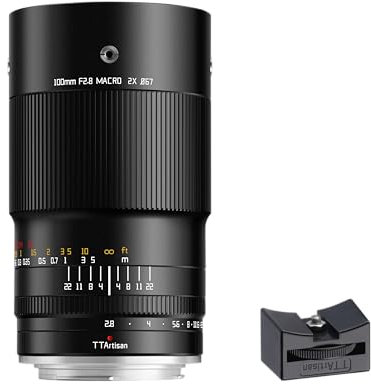 TTArtisan Obiettivo macro F2.8 da 100 mm con corpo in metallo 2x con attacco a scarpa fredda compatibile con attacco Nikon F - Nero