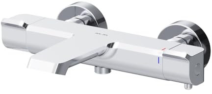 AM.PM Thermostat-Badewannenarmatur - Wannenbatterie mit Temperaturregelung, Wannenthermostat mit Verbrühschutz und Sicherheitssperre für Bad und Dusche, Chrom, Flash FNA50000