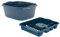 TENLITE SET OF 2 Large Rectangular Washing Up Bowl with large Dish Drainer For Kitchen Utensils - (Midnight Navy)