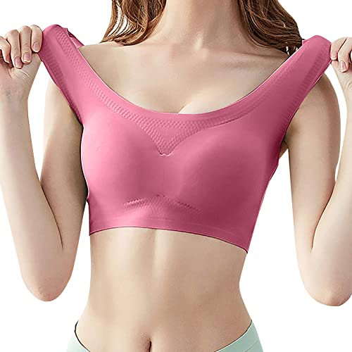 Generico Canottiere Donna Cotone Reggiseno Brillantini Reggiseno da Donna Sottile in di Ghiaccio Comodo Reggiseno Sportivo Senza Cuciture di Taglie Forti con Reggiseno Donna (Hot Pink, XL)