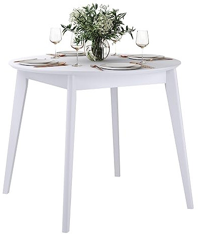 DAIVA CASA Orion Runder Tisch für Zwei – Küchen- und Esszimmermöbel aus massiver Birke – Mid-Century Modern Skandinavischer Stil – Schwarzer Tisch für kleinen Raum 89 cm…