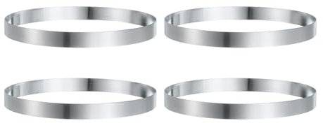 QUARKZMAN 4 StückRunder Kuchenring 20 cm x 2 cm Nahtloser Edelstahl-Pastry-Mousse-Dessert-Ring mit Spiegelbeschichtung zum Backen und Kochen von English Muffins Crumpet-Making-Tool