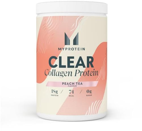 Myprotein Clear Collagen Protein Pulver | Pfirsich-Tee – 30 Portionen | 18 g hydrolysierte Peptide | Saftähnlicher Clear Protein Drink | Zucker- & fettfrei | Muskelaufbau & Hautgesundheit