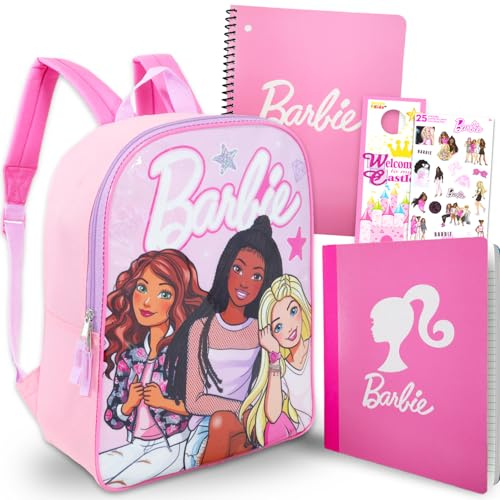 Barbie Backpack with School Supplies for Girls - Bundle with School Bag, Stationery Set, Water Bottle, More | Barbie Backpack Set for Girls, Kids, Multicolor, Barbie School Supplies, Barbie Backpack