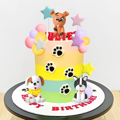 Dog Cake Topper Figurines Puppy Ball Cake Decoration for Dog Theme Birthday Party Paw Party Baby Shower Supplies