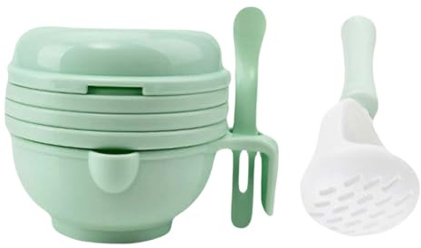 DECOMELODY Multifunktionaler Babynahrungs Quetschbehälter aus Lebensmittelechtem PP Manuell mit Mahlstab zum Pürieren Entsaften und Filtern von Babynahrung Zubehör für Nahrhafte Babybrei