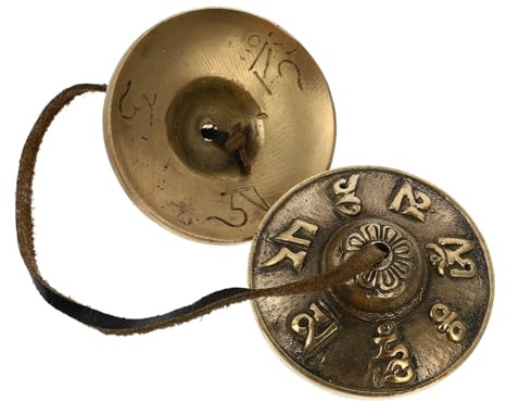 MILISTEN Handgefertigte Cymbal Glocke aus Reinem Kupfer Meditative Klangschale mit Sechs Zeichen mandala für Yoga Achtsamkeit Buddhistische Zeremonien Entspannendes Geschenk