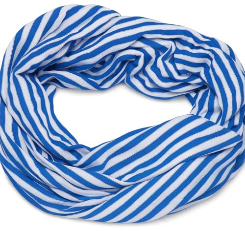 TrendandStylez Blau -Weiß Gestreifter Loop Schal | Karneval Schal Köln & Rheinland | Perfektes Accessoire für Jecken, Kostüme & Festtage | Bequemer Rundschal für Damen & Herren
