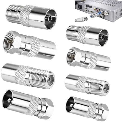 8 Stück Koaxialkabel Verbinder, Sat Kabel Verbinder, TV Koax Adapter Set für Antennenkabel und Satellitenkabel, 75 Ohm F-Stecker/F-Buchse Adapter, verlustarme Signalübertragung, einfache Installation,