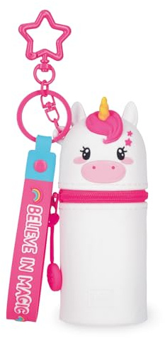 Legami - Mini-Geldbörse mit Schlüsselanhänger Kawaii, Unicorn, mit Spirale, Karabinerhaken und Handschlaufe, aus Silikon, 5 x 12 x 5 cm