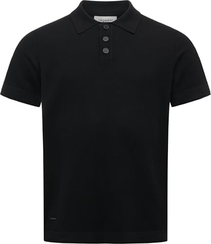 Ragwear Herren T-Shirt Kurzarm Shirt mit Hemdkragen und Strickstruktur Lorien Black Gr. XXL
