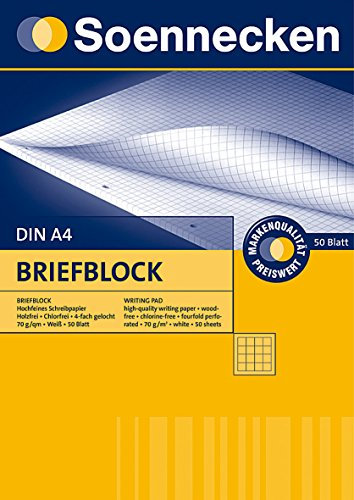 Soennecken Briefblock 2307 DIN A4 gelocht kariert 50Blatt weiß