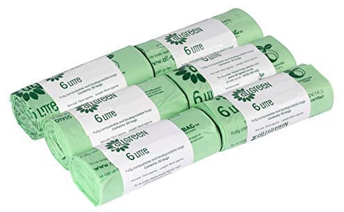 6 Litre x 300 bags All-Green Compostable Kitchen Caddy Liner - Food Waste Bin Liners - EN 13432-6L Bags