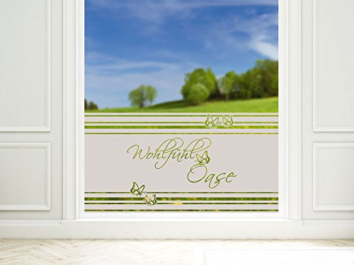 GRAZDesign Fensterfolie Bad Blickdicht - Sichtschutzfolie Wohlfühloase Badezimmer - für Dusche & Fenster - Made IN Germany - 90x57cm / Motiv: Wohlfühl Oase