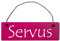 Deko Shabby Chic Schild Servus Vintage Holz Türschild in pink mit Draht