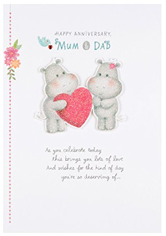 Hallmark 25452447 Mum and Dad Anniversary Card Lots of Love - Medium