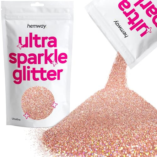 Paillettes à usages multiples Hemway - 100g de poudre de couleurs uniques pour faire des travaux manuels : décoration pour des tables de mariage, des cadeaux, des cartes, des fleurs ; vous pouvez aussi l’utiliser comme maquillage pour le mettre sur vos paupières, vos ongles ou encore sur vos cheveux., Rose Gold Holographic